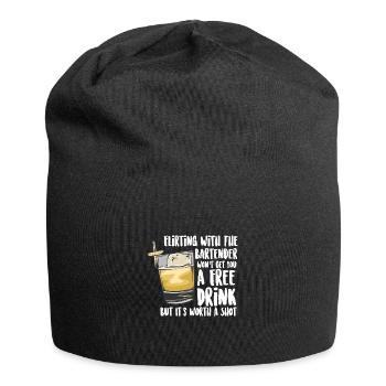 Flirten mit dem Barkeeper bringt kein Gratisgeträn - Jersey-Beanie - Schwarz - Vorne