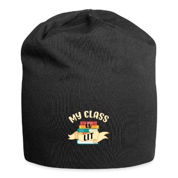 Meine Klasse ist Literatur - Jersey-Beanie - Schwarz - Vorne