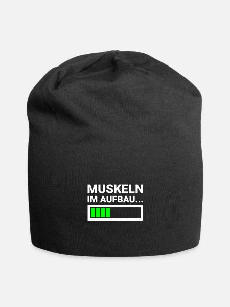 Muskeln im Aufbau Fitness Sportler Krafttraining - Jersey-Beanie - Schwarz