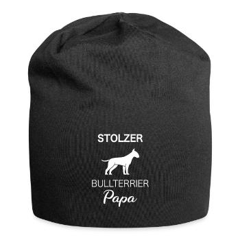 Bullterrier Bull Terrier Hund Hundeliebhaber Papa - Jersey-Beanie - Schwarz - Vorne