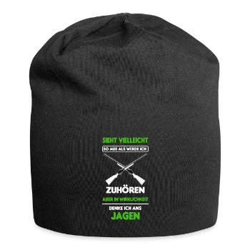 Jäger Jagen Jagd Wald Hirsch Geweih Wild Geschenk - Jersey-Beanie - Schwarz - Vorne