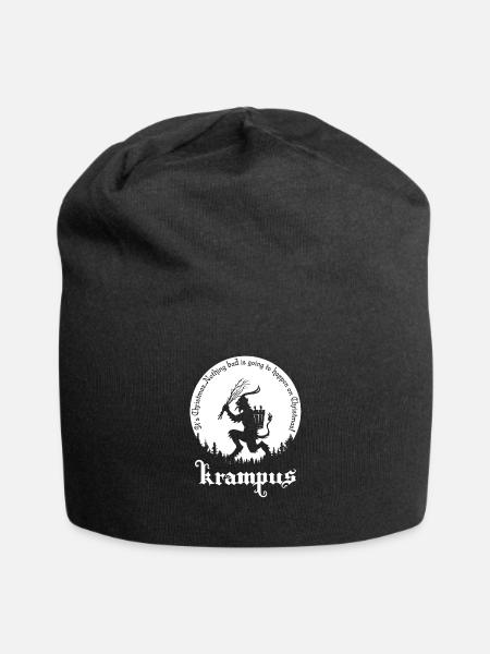 Krampus Christmas funny phrase christmas - Jersey Beanie - black