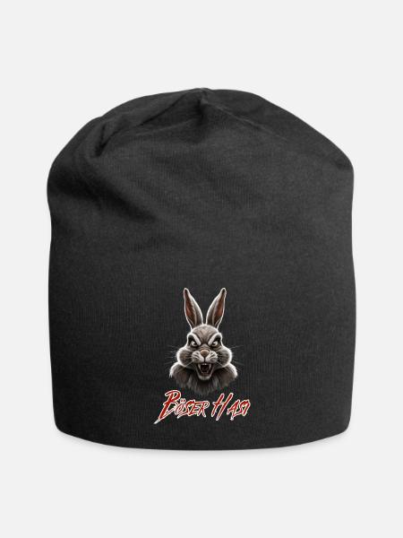 Böser Hasi - cooles lustiges Hasen Fun - Jersey-Beanie - Schwarz