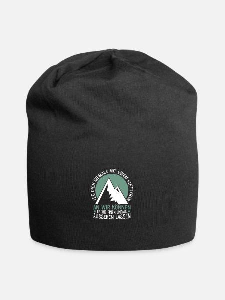 Leg dich niemals mit einem Kletterer an - Jersey-Beanie - Schwarz