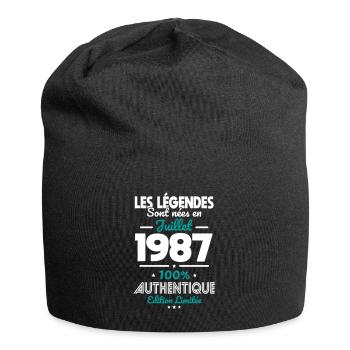 Anniversaire 35 ans - Légendes nées Juillet 1987 - Bonnet en jersey - noir - Devant