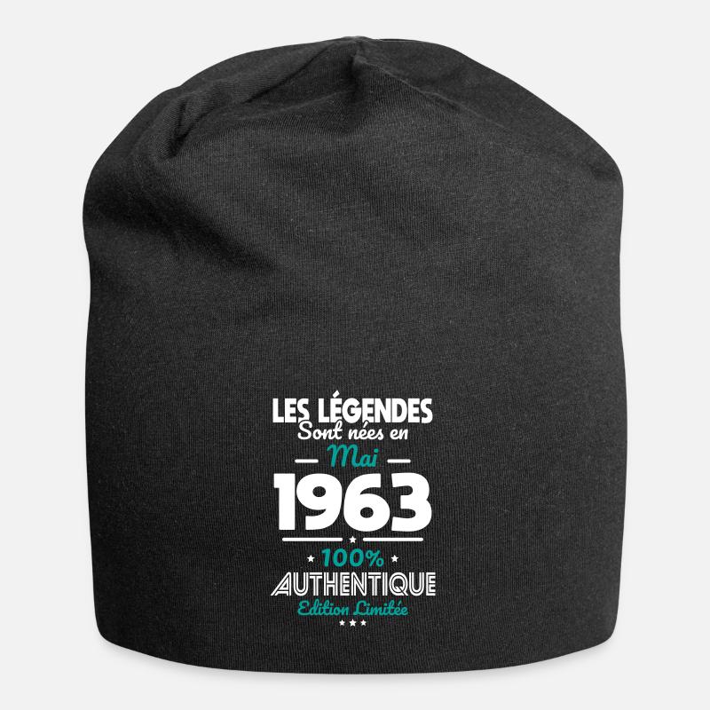 Anniversaire 60 ans - Légendes nées Mai 1963 - Bonnet en jersey - noir