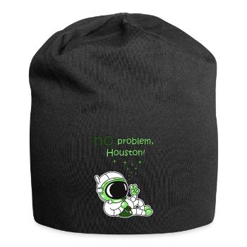 Hanfblatt Hanf Astronaut chillt no problem Houston - Jersey-Beanie - Schwarz - Vorne