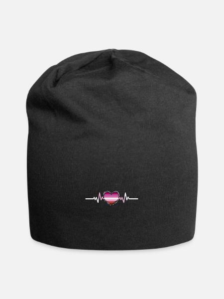 Lesbian Heartbeat Lesbian Pride - Jersey-Beanie - Schwarz