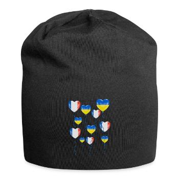 France : Solidarité et cœur pour l’Ukraine - Bonnet en jersey - noir - Devant