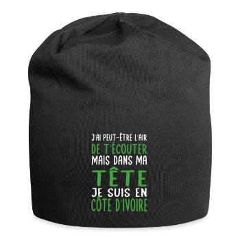 Dans ma tête je suis en Côte d'Ivoire - Bonnet en jersey - noir - Devant