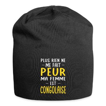 Rien ne me fait peur ma femme est Congolaise - Bonnet en jersey - noir - Devant