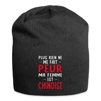 Rien ne me fait peur ma femme est Chinoise - Bonnet en jersey - noir - Devant