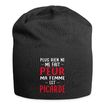 Rien ne me fait peur ma femme est Picarde - Bonnet en jersey - noir - Devant
