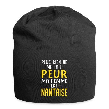 Rien ne me fait peur ma femme est Nantaise - Bonnet en jersey - noir - Devant