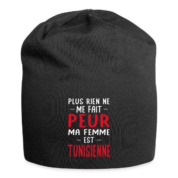 Rien ne me fait peur ma femme est Tunisienne - Bonnet en jersey - noir - Devant
