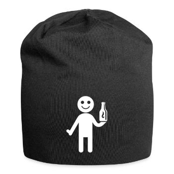 Bière buvant Figurine bâton - Bonnet en jersey - noir - Devant