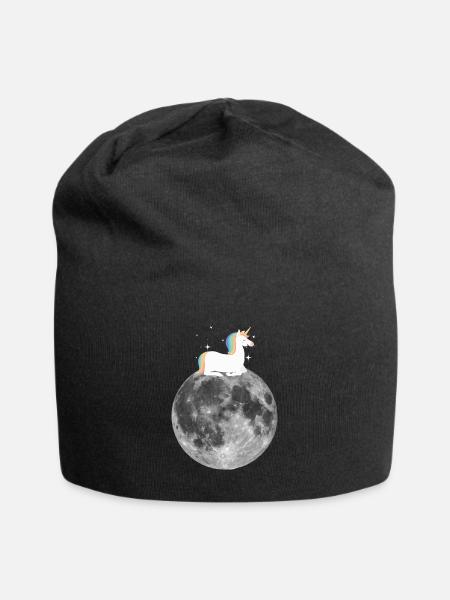 Cute Unicorn Moon Geschenkidee Bestseller - Jersey-Beanie - Schwarz