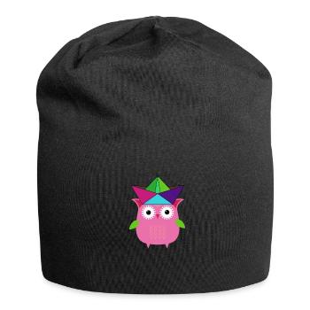 hibou, botte, chapeau en papier, coloré, illustration, rose - Bonnet en jersey - noir - Devant