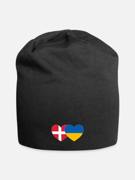 Dänemark Ukraine Flagge Herz - Jersey-Beanie - sort