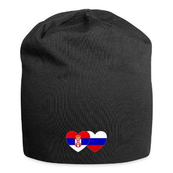 Serbie Russie Drapeau Cœur - Bonnet en jersey - noir - Devant