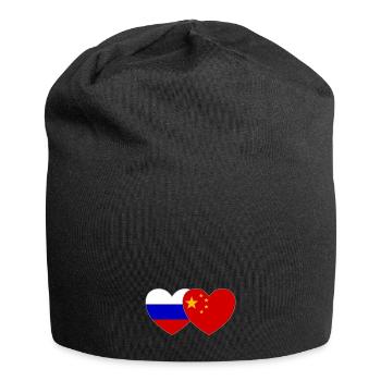 Russia China Flag Heart - Jersey Beanie - black - Front