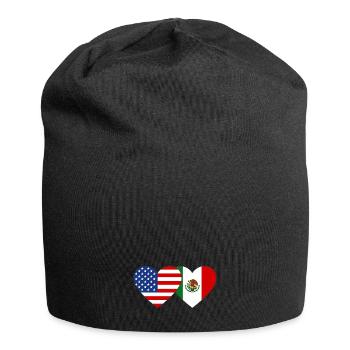USA Meksiko Flag Heart - Jersey Beanie - black - Front