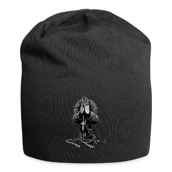 Prier les mains avec le chapelet - Bonnet en jersey - noir - Devant
