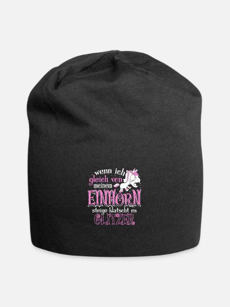 Einhorn Glitzer - Jersey-Beanie - Schwarz