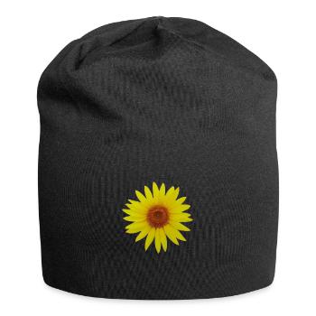 Sonnenblume - Jersey-Beanie - Schwarz - Vorne