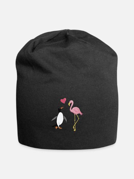 Pinguin und Flamingo BFFs - Jersey-Beanie - Schwarz