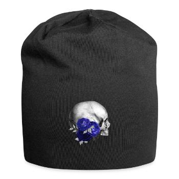 Nacht Blumen Gothik goth Totenkopf Tod Skull Punk - Jersey-Beanie - Schwarz - Vorne