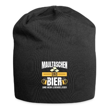 Maultaschen und Bier | Schwaben Schwabe Geschenke - Jersey-Beanie - Schwarz - Vorne