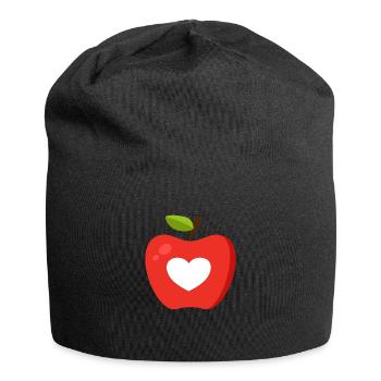 Roter Apfel mit Herz als Geschenkidee Motiv - Jersey-Beanie - Schwarz - Vorne