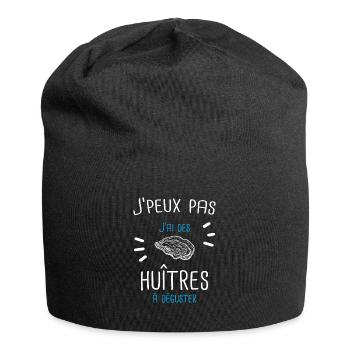 Huîtres à déguster cadeau humour - Bonnet en jersey - noir - Devant