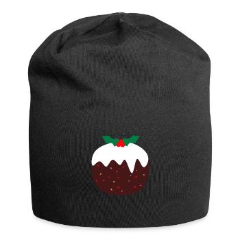 Weihnachtspudding mit bunten Beeren - Jersey-Beanie - Schwarz - Vorne