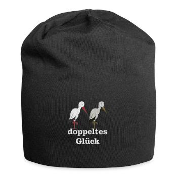 storchenpaar doppeltes glück - Jersey-Beanie - Schwarz - Vorne