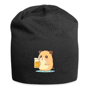 Süßer dicker Biertrinkender Hamster - Jersey-Beanie - Schwarz - Vorne