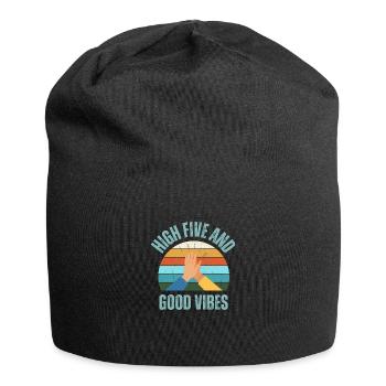 High Five und gute Laune - Jersey-Beanie - Schwarz - Vorne