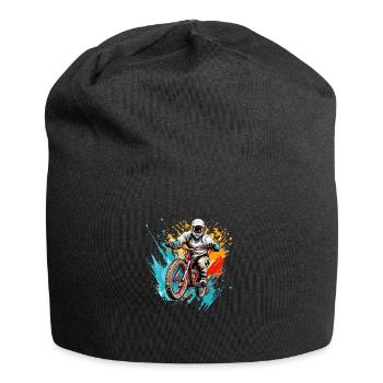 BMX Fahrer in eindrucksvollen Farben - Jersey-Beanie - Schwarz - Vorne