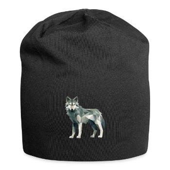Wolf Geometrisch Zeichnung - Jersey-Beanie - Schwarz - Vorne
