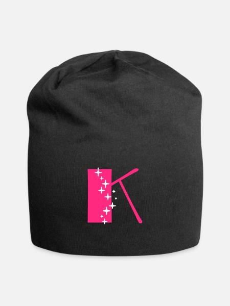 Buchstabe K Glitzer - Jersey-Beanie - Schwarz