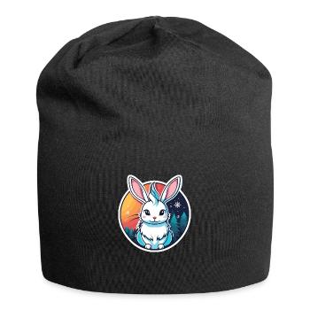 Hase Weihnachten Illustration - Jersey-Beanie - Schwarz - Vorne
