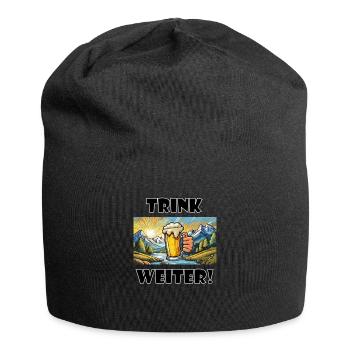 Trink weiter! - Jersey-Beanie - Schwarz - Vorne