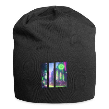 Manga Grüne Stadt - Jersey-Beanie - Schwarz - Vorne