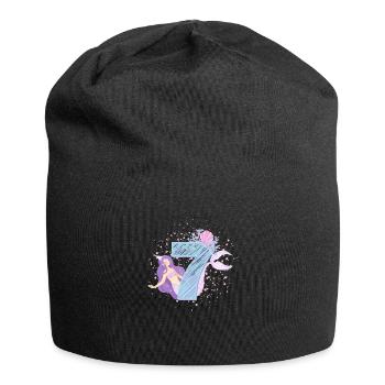 Seventh Birthday Mermaid Girl Kids 7th - Jersey Beanie - black - Front
