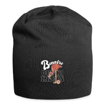 Bonaire - Dutch Indies - Caribbean - Flamingo - Jersey Beanie - black - Front