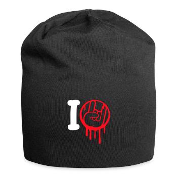 I Love Heavy Metal Hard Rock Music Hand Gesture Heart - Jersey Beanie - black - Front