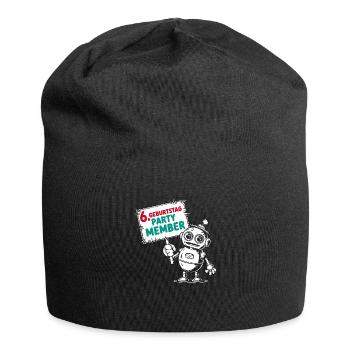 Ich bin sechs Jahre 6. Geburtstag Roboter - Jersey-Beanie - Schwarz - Vorne
