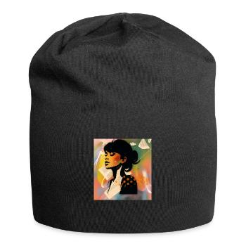 Silhouette femme omikly couleur tag graff yeux - Bonnet en jersey - noir - Devant
