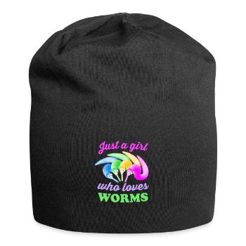 Wurm auf einer Schnur nur ein Mädchen, das Worms liebt - Jersey-Beanie - Schwarz - Vorne